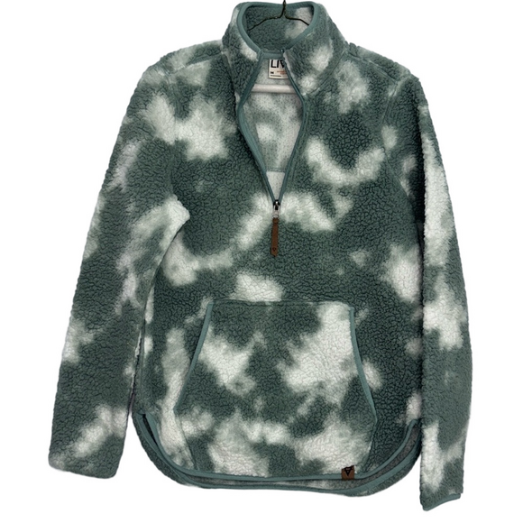 Life Integrity Earth Sherpa Fleece Pullover Jacket 3/4 Zip Pocket Sage Green Med - Picture 1 of 11